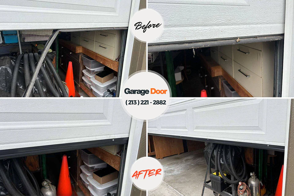 Before and after: garage door repair Chippewa Falls, WI